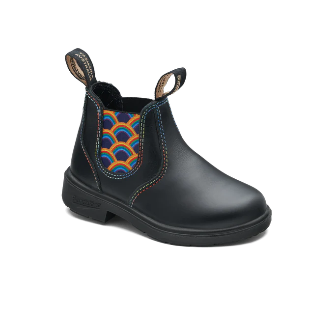 BLUNDSTONE 2254 Kid s Black with Rainbow Elastic and Contrast Stitching